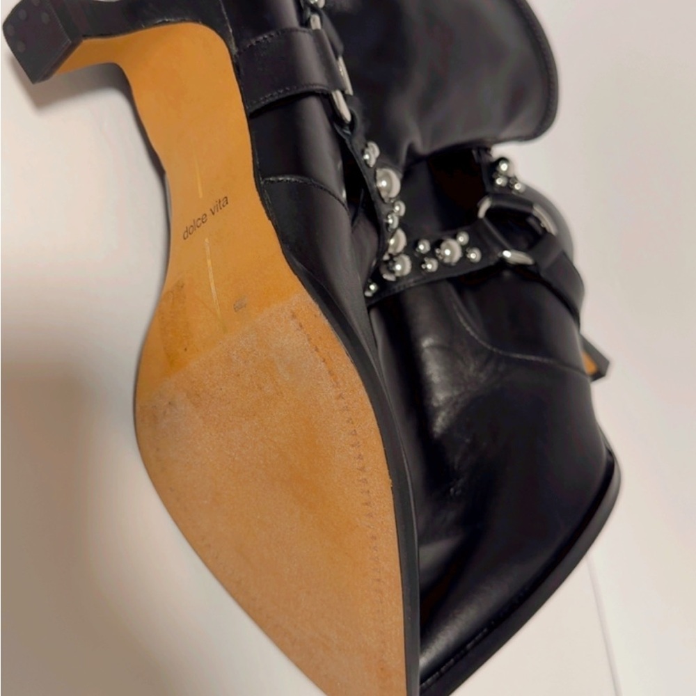 Dolce Vita Black Leather Boots with Silver Accents